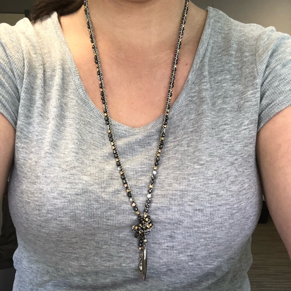 Zoe Lariat Necklace - Hematite